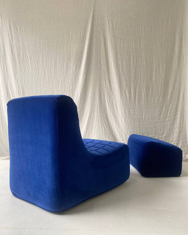 
                  
                    Cobalt Block Modular 1980's Chair & Foot Rest
                  
                